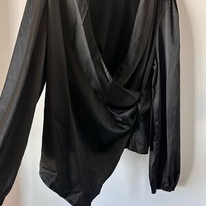 Elegant Black Draped Blouse